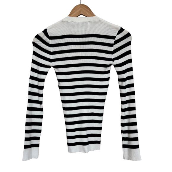 NWT Joshua Sanders Ribbed Smiley Striped Cardigan Sweater Navy White – Size S - Picture 4 of 7